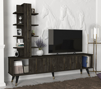 Unit TV Desain Modern Mewah Eksklusif Nero Chipboard Dari Turki DEKORISTER Furnitur Kayu Apartemen Ruang Tamu Kamar Tidur