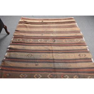 พรมวินเทจตุรกีขนาด 5.3x14.7 ฟุต, พรมปูพื้น, พรมลายดอกไม้สีน้ำตาล - Product Image 4