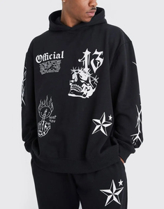 Nouvel ensemble de survêtements 2 pièces pour homme 2026, en molleton de coton, avec sweats à capuche à épaules tombantes et impression sérigraphiée, pour l'entraînement et le jogging - Product Image 4