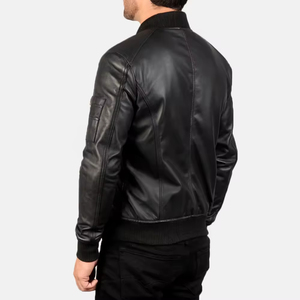 Customized <b>Men's</b> Genuine Leather Vintage Winter <b>Jacket</b> with Coated Finish Stand Collar Waterproof Front Logo Quick Dry - Product Image 5