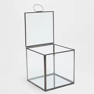 Caja de Vidrio Cuadrada con Acabado Dorado, Tamaño Personalizado para Anillos, Joyas, Accesorios, Caja de Almacenamiento de Vidrio para Baratijas - Product Image 3