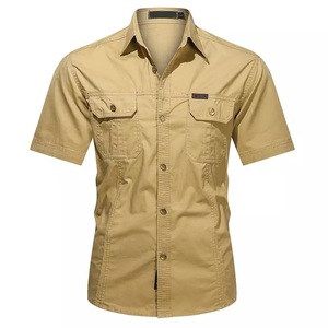 New Arrival <b>Men's</b> Casual Cotton Dress <b>Shirt</b> Short Sleeve with Double Pocket Stand Collar Anti-Wrinkle for Summer in Any Size - Product Image 6