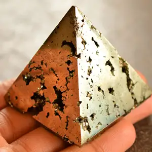 Pérou Pyrite Cristal Pyramide Pointeur Guérison Cristal Puissant Protection Pierre Fous Or Pierre Naturelle Sculpté Poli Druzy Lot - Product Image 1
