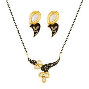 Kriaa 1500669 Meenakari Gold Plated Stone Mangalsutra <b>Fine</b> <b>Jewelry</b> <b>Set</b> - Product Image 1