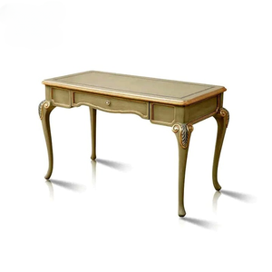 Table de toilette de luxe en teck massif, style mid-century moderne, avec miroir ovale sculpté et tabouret rembourré élégant, pour salon - Product Image 4