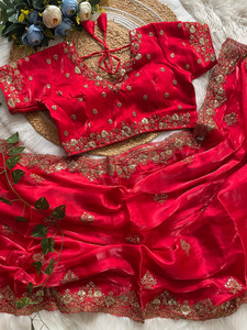 Premium Soft Silk <b>Sarees</b> Zari Borde Embroidered work Wedding Collections - Product Image 2