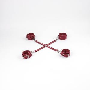 Ensemble cuir de vachette poignet cheville poignets col ceinture arrière retenue et laisse deux trois quatre voies connecteur 11 pièces Kit BDSM-0044 - Product Image 3