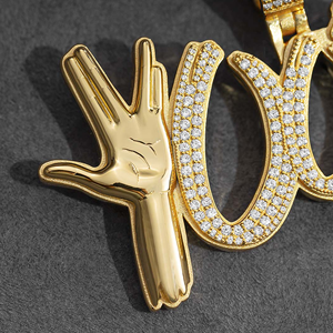 Colgante Personalizado con Iniciales para Hombre, Chapado en Oro, Estilo Hip Hop, con Diamantes de Imitación CZ - Product Image 2