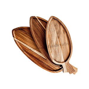 Bandeja de madera de Acacia sólida hecha a mano, Juego de 3 con acabado de madera Natural de buena calidad, gran oferta - Product Image 1