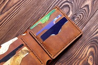 Dompet Pria Kulit Asli Coklat Minimalis Saku Depan Tipis Anti RFID Model Vintage dengan Bukaan Terbuka LBW-0114