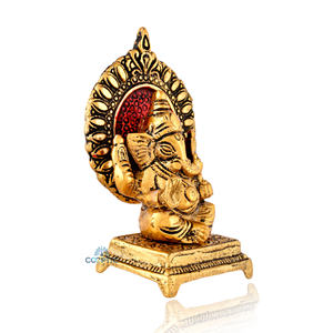 Estatua de Ganesh Ji de Metal Chapado en Oro, Diseño Moderno y Tradicional, para Decoración del Hogar, Regalos Empresariales y Bodas - Product Image 5