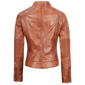 Chaqueta de Motocicleta de Piel de Oveja Genuina Hecha a Medida de Primera Calidad para Mujer, Moda al por Mayor, Alta Calidad, Resistente al Viento y Ecológica - Product Image 4