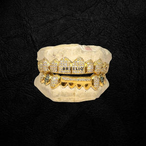 Grilles dentaires de luxe hip-hop serties de diamants VVS Moissanite, bijoux dentaires abordables, grille personnalisée en argent 925 plaqué or - Product Image 1