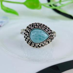 แหวนเงินสเตอร์ลิง925ลาริมาร์สุดหรูสำหรับผู้หญิงเครื่องประดับอัญมณีรักษาอย่างสง่างามแหวนสไตล์โบฮีเมียนไม่เหมือนใคร - Product Image 2