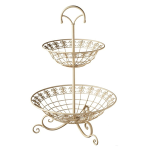 Corbeille à fruits en métal à 2 étages, corbeille à fruits en fer forgé, corbeille à ustensiles de cuisine, corbeille de comptoir, panier de rangement pour panier de ferme - Product Image 4