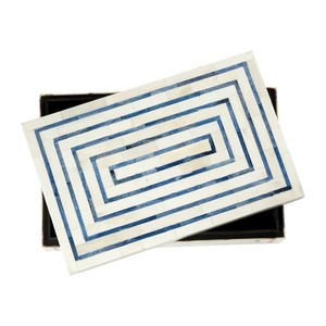 Accessoires de boîte en bois et os décoratifs en os indien naturel à rayures noires et blanches pour la vaisselle conçue par Lametierartz - Product Image 5