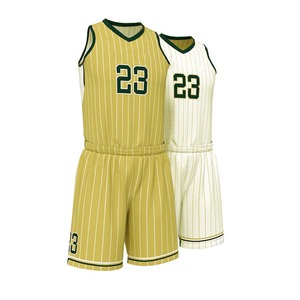 ชุดเสื้อเจอร์ซีย์และกางเกงขาสั้นเสื้อบาสเก็ตบอลแขนกุดพิมพ์ลายทางพร้อมกางเกงขาสั้นแห้งเร็วออกแบบได้ตามต้องการ - Product Image 5