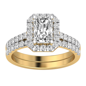 Bague de mariage de luxe en or massif 9 carats pour femme, taille radiant, 1,66 carats, clarté VS, couleur EF, diamant de laboratoire certifié IGI - Product Image 2