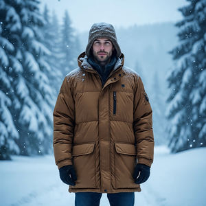 Chaqueta acolchada ligera para hombre con cremallera y cuello levantado, logotipo frontal transpirable y resistente al viento para uso en exteriores en invierno - Product Image 2