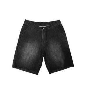 Shorts en jean droits mi-hauts pour hommes, 100 % coton, uni, vintage, taille élastique, séchage rapide et respirant - Product Image 4