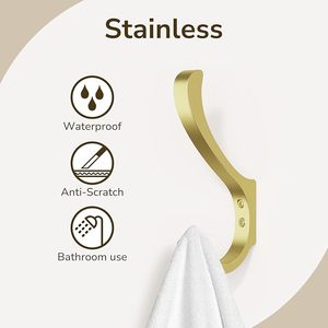 Heavy-Duty Aluminium Large Coat Hanger <b>Chrome</b> Coat <b>Hooks</b> Wall Mount for Clothing Keys Bags Hats-for Office Use - Product Image 5