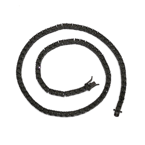 Mens 925 Silver Black Tennis Chain With Black Moissanite Diamond Luxury <b>Statement</b> Jewellery - Product Image 2