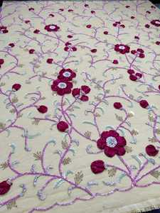 Luxury 3D hand <b>beaded</b> embroidered <b>fabric</b> - Product Image 3