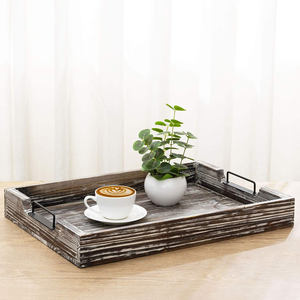 Luxury <b>Pine</b> Wood Serving Tray with Metal Handles for Bar Restaurant Hotel Use Sustainable Wooden Trays Direct Factory Price - Product Image 4