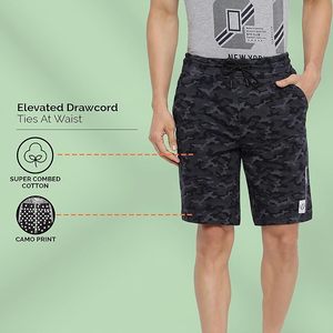 Shorts de sport pour hommes à imprimé camouflage - Taille à cordon, ultra doux - Product Image 4