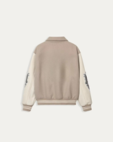 Veste de baseball varsity beige, nouvelle mode, pour homme, fermeture à boutons, veste varsity pour homme