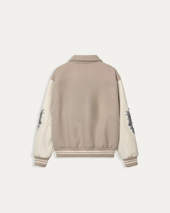 Chaqueta Universitaria de Béisbol Color Beige, Nueva y Moderna, para Hombre, con Cierre de Botones, Estilo Letterman - Product Image 2
