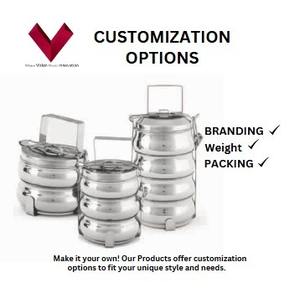 2025 Venta caliente caja Tiffin de acero inoxidable 2 compartimentos Indian Belly Lunch Bento Carrier 8x2 grado alimenticio con regalo - Product Image 3