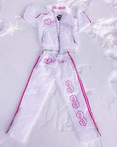 Conjunto informal de 2 piezas para mujer Camiseta larga y pantalones con encaje Vintage Patrón bordado Top para trajes diarios - Product Image 1