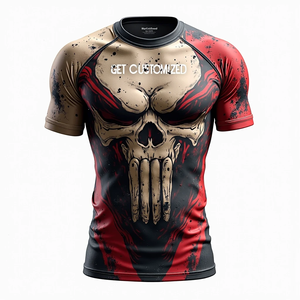 Rashguard MMA personnalisé haute performance, manches courtes, extensible, léger, respirant, confortable, coupe ajustée, Kimono de Jiu - Product Image 3