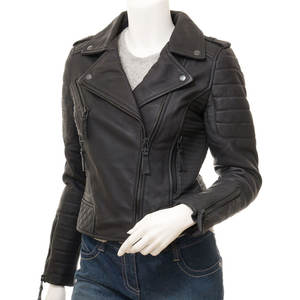 Chaqueta a prueba de viento impermeable de cuero genuino para mujer Slim Fit Color personalizable transpirable Biker Casual fácil de usar razonable - Product Image 1