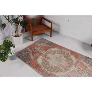 Alfombra de 3.6x5.9 pies, alfombra turca vintage, alfombra con motivos de plantas y árboles naranjas - Product Image 3