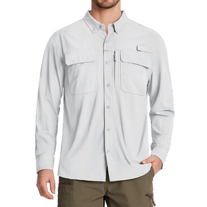 Men's Quick Dry <b>Long</b> Sleeve Fishing Shirts UPF 50 Front Logo Mesh Breathable Hiking Work <b>Cargo</b> Shirts <b>Shorts</b> Sun Protection - Product Image 3