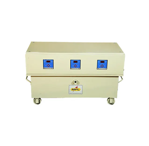 High Load Capacity & Switch Less Operation Voltage Stabilization Use 3-Phase Servo Motor-controlled Voltage Stabilizers