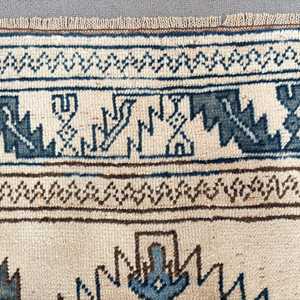 Tapis turc vintage 0,4x7,5 pi (12x229 cm), tapis oriental en laine bleue - Product Image 5