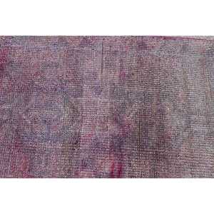 Tapis turc vintage, tapis de couloir 2,7x12,4 pieds, tapis en laine unie rose et violet - Product Image 5