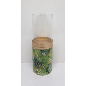 Design classique métal et verre ouragans bougeoir décalcomanie émail fini salon dessus de Table décoratif à la main personnalisé - Product Image 2