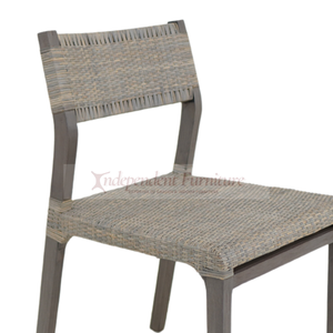 Chaise de salle à manger en rotin gris rustique vintage en gros pour la maison, la salle à manger, l'hôtel, le restaurant, le café, le bistrot, la station balnéaire - Product Image 3
