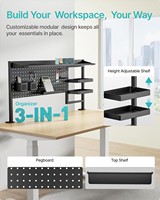 Support de rangement de bureau sur pied, moderne, robuste, en métal, trois-en-un, avec panneau perforé, réglable et non pliable, conçu sur mesure