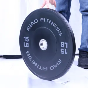 Factory Free Weight 5-25 KG 10-55 LB Color Black Custom Logo Rubber Barbell Bumper Weight Plate