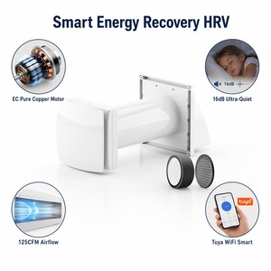 Ventilateur de récupération de chaleur HRV intelligent WiFi Tuya avec moteur EC ultra-silencieux 16 dB, 125 CFM, montage mural, pour une seule pièce - Product Image 6