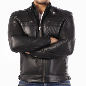 Chaquetas de Cuero Vacuno Genuino Negro para Hombre de Alta Calidad, Chaqueta de Cuero Transpirable con Diseño Personalizado para Hombre - Product Image 1