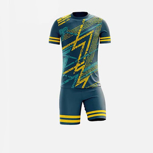 Wholesale Custom Sublimated Soccer Kit Geometric Pattern Football Jersey With Shorts & <b>Socks</b> Full Kit for Team Wear - Product Image 3