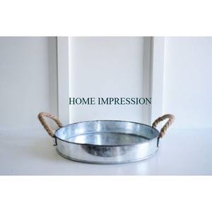 Vaisselle d'hôtel forme carrée galvanisée plateau sans danger pour les aliments avec manche en bois vaisselle de grande taille pour la maison et les hôtels plateau de service alimentaire - Product Image 3