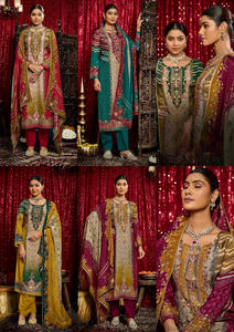 Traje pakistaní de muselina pura con diamantes y estampado digital para adultos hecho de seda con Salwar Kameez - Product Image 5