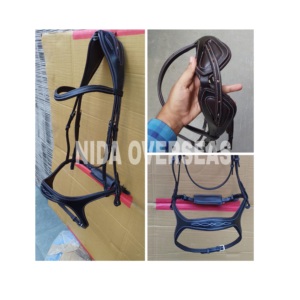 ม้าบังเหียนหนังเทียมทำจากผักอังกฤษย้อมสี (d.d) อุปกรณ์ม้าบังเหียนประดับพลอยเทียม - Product Image 5